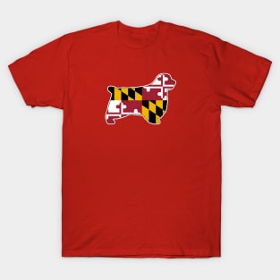 Clumber Spaniel Silhouette with Maryland Flag T-Shirt